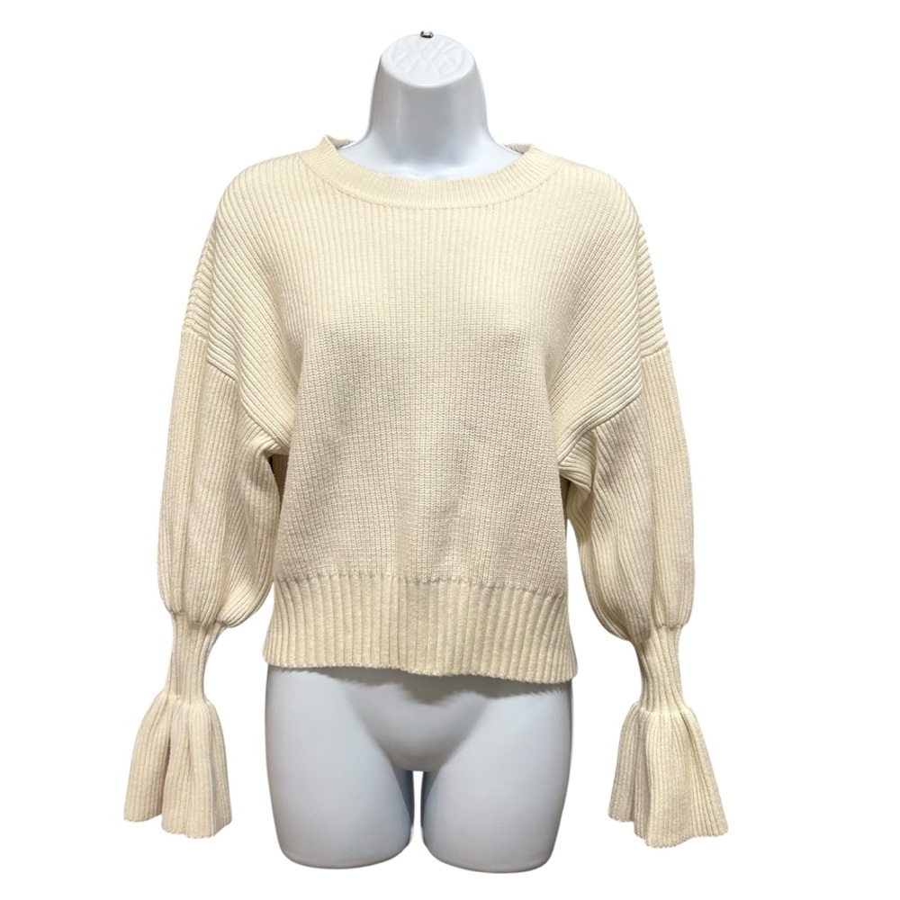Moth (Anthropologie) Ribbed Ruffle Cuff Sweater Size S